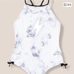 Limeapple White and Gray Kids Swim One Piece